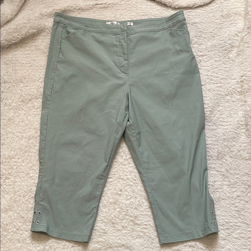 Northern reflections light mint sage green capri pants size 18